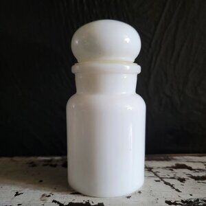 Small Vintage Apothecary Milk Glass Jar With Bubble Lid - 3.5 Inches Belgium